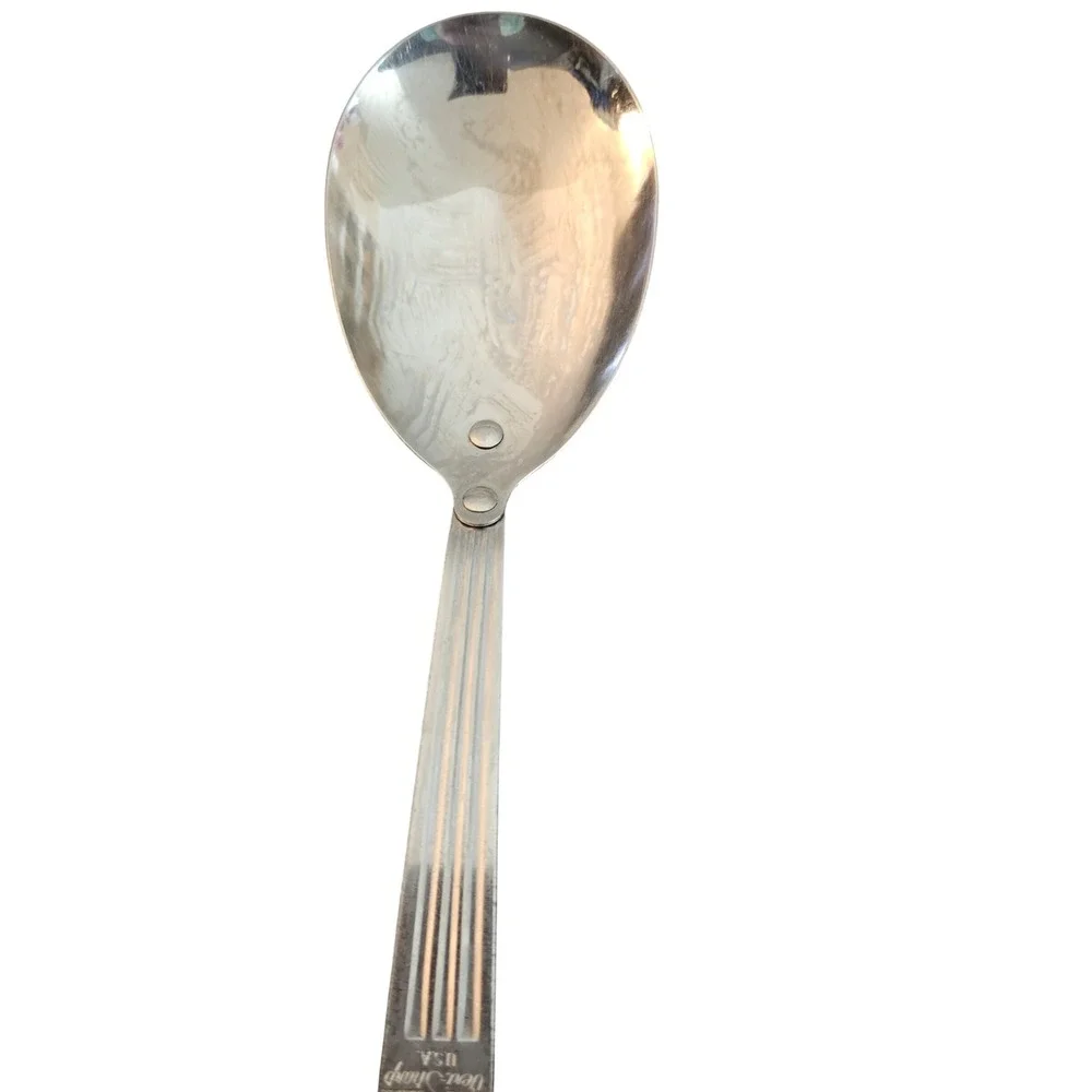 Imperial‎ Veri-Sharp Stainless Steel Serving Spoon Wood Handle USA Vintage